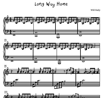 Long Way Home Sheet Music and Sound Files for Piano Students